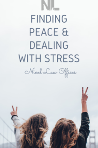 Finding Peace & Dealing with Stress; Two Girls Giving Peace Sign; Nicol Law Offices; Stress Awareness Week Blog