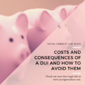 Costs and Consquences of DUI; Nicol Gersch Blog; Piggy Banks